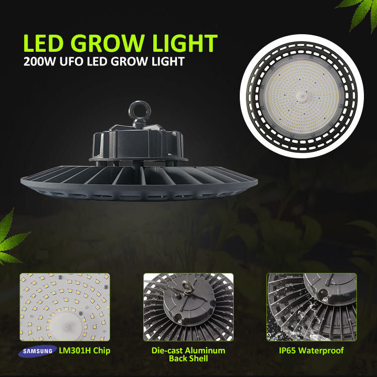 LM301B LM301H 8 Bars 200w UFO LED Grow Light IP65 For Seed Starting BLOOM